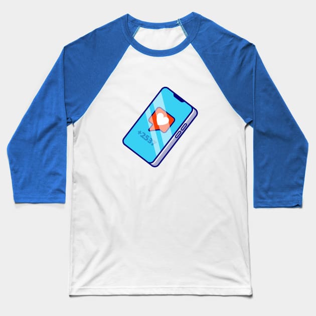 Smartphone with Love Screen Baseball T-Shirt by KH Studio